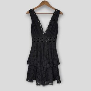NWT She & Sky Little Black Dress Eyelet Lace Boutique Whimsygoth Chic LBD Small
